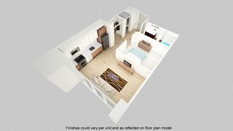 Floor plan for studio, 1 bath, 529 sqft